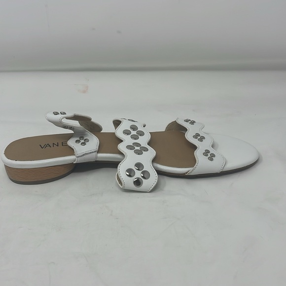 Vaneli White Triple Strap Silver Stud Slip-On Sandals Size 9.5N - Picture 7 of 10